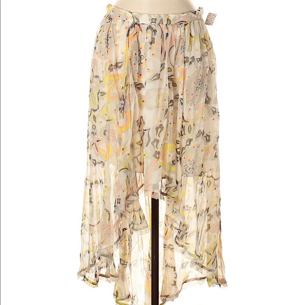 NWT Free People high-low ivory patterned skirt